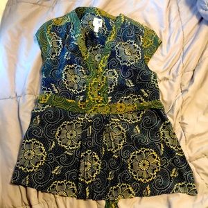 Anthropologie Edme & Esyllte blouse button front and back tie